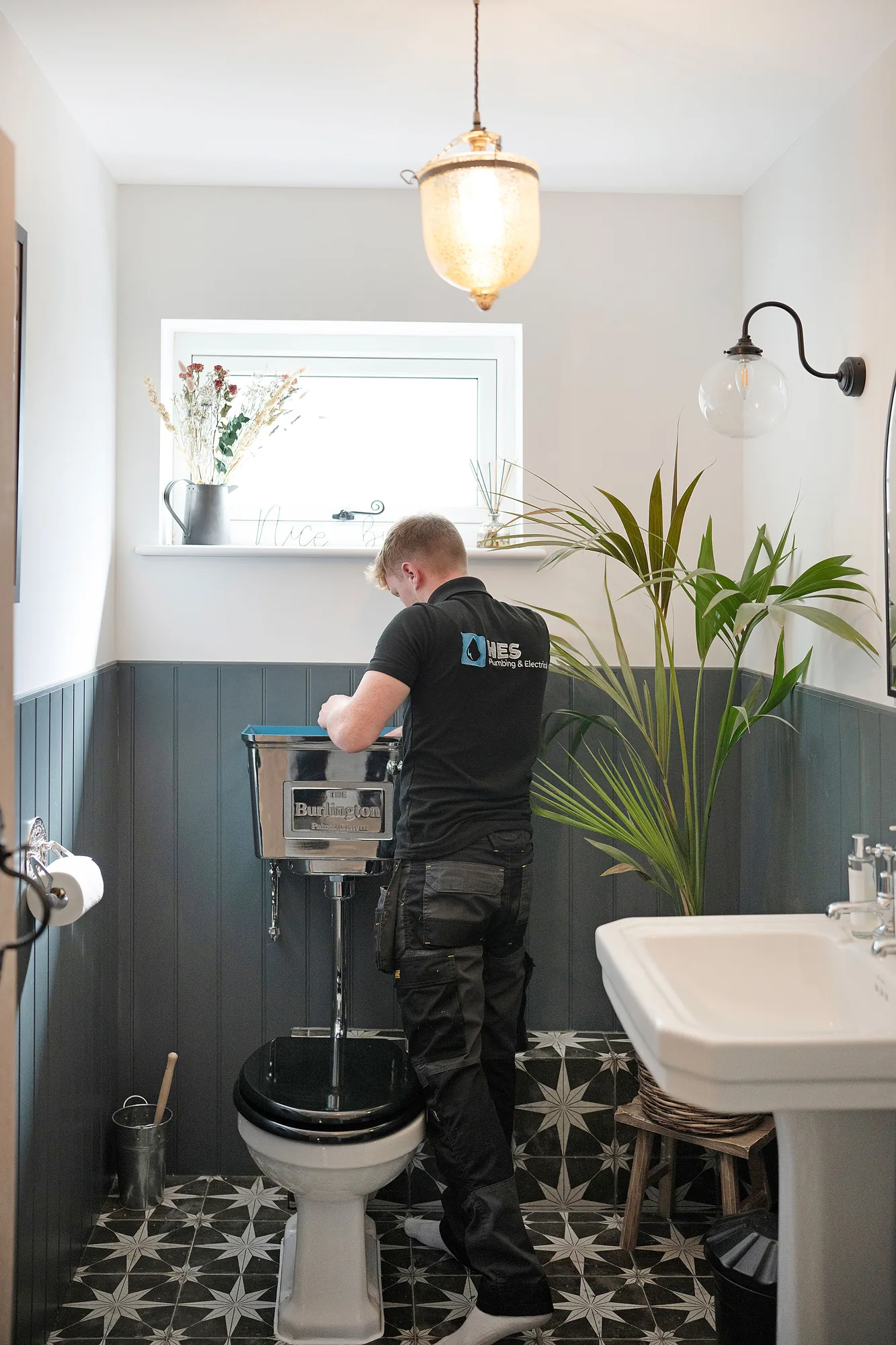 Utility room installation with softener and combined runs
